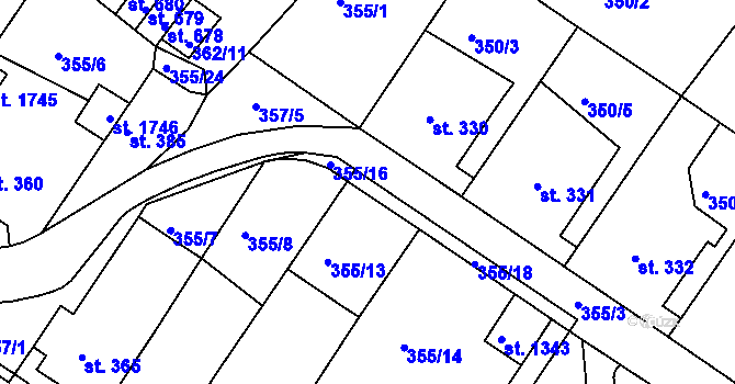 Parcela st. 355/17 v KÚ Letohrad, Katastrální mapa