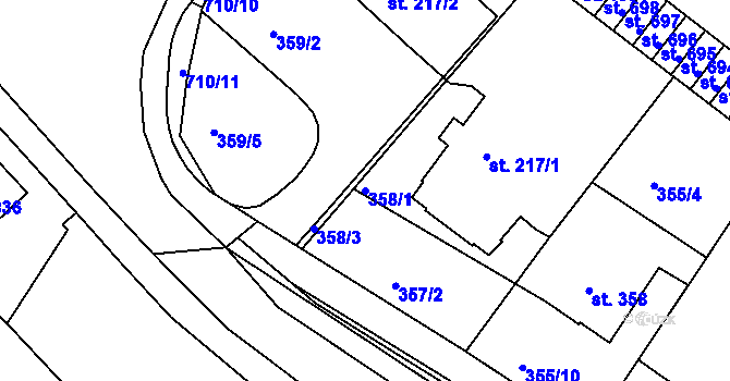 Parcela st. 358/1 v KÚ Letohrad, Katastrální mapa