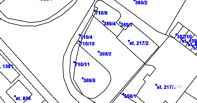 Parcela st. 359/2 v KÚ Letohrad, Katastrální mapa