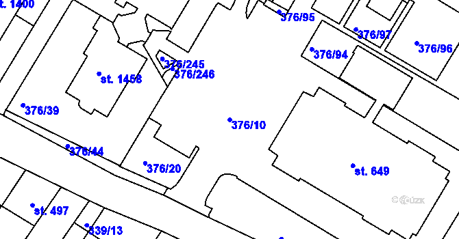 Parcela st. 376/10 v KÚ Letohrad, Katastrální mapa