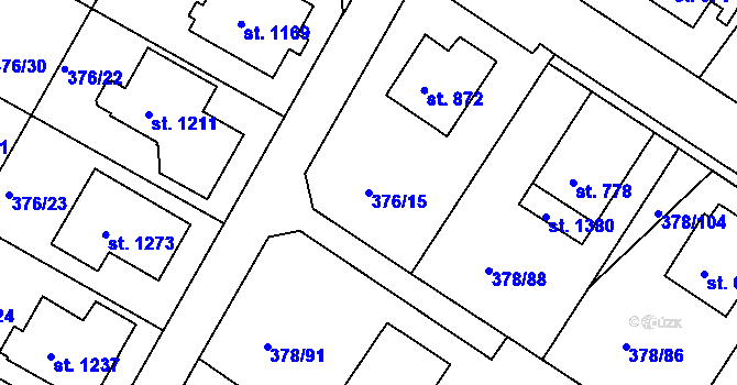 Parcela st. 376/15 v KÚ Letohrad, Katastrální mapa