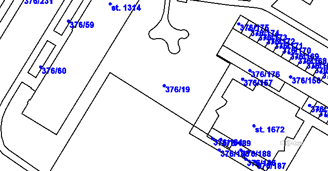 Parcela st. 376/19 v KÚ Letohrad, Katastrální mapa