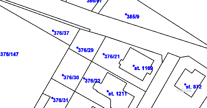 Parcela st. 376/21 v KÚ Letohrad, Katastrální mapa