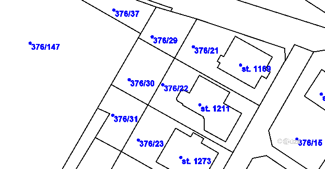 Parcela st. 376/22 v KÚ Letohrad, Katastrální mapa