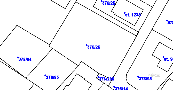Parcela st. 376/26 v KÚ Letohrad, Katastrální mapa