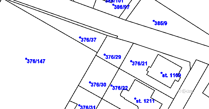 Parcela st. 376/29 v KÚ Letohrad, Katastrální mapa