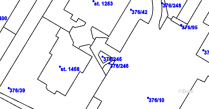 Parcela st. 376/43 v KÚ Letohrad, Katastrální mapa
