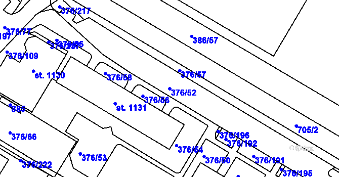 Parcela st. 376/52 v KÚ Letohrad, Katastrální mapa