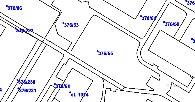 Parcela st. 376/55 v KÚ Letohrad, Katastrální mapa