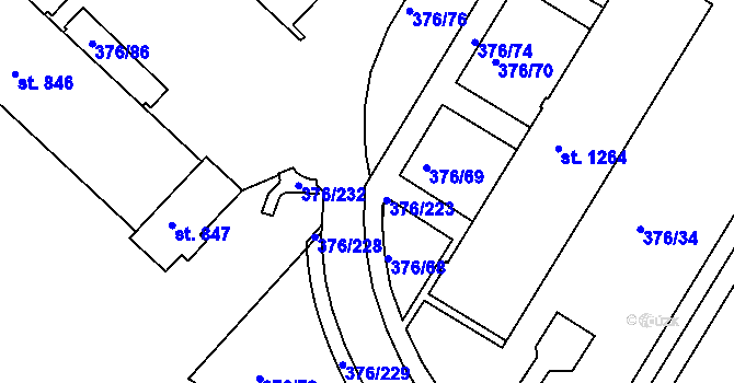 Parcela st. 376/73 v KÚ Letohrad, Katastrální mapa