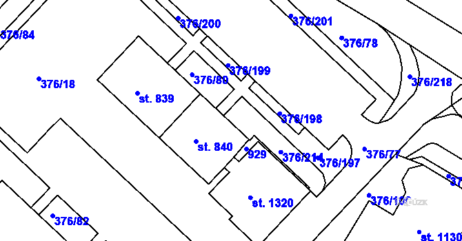 Parcela st. 376/79 v KÚ Letohrad, Katastrální mapa
