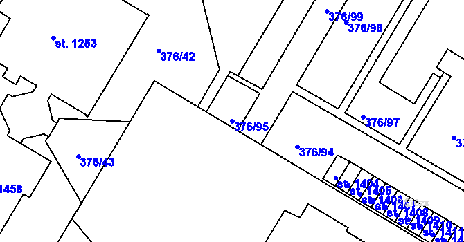 Parcela st. 376/95 v KÚ Letohrad, Katastrální mapa