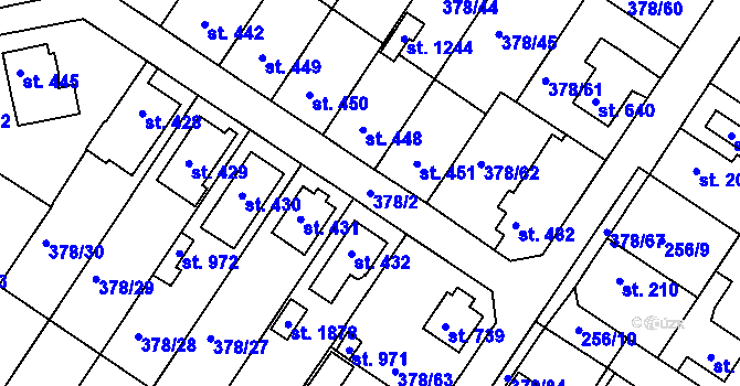 Parcela st. 378/2 v KÚ Letohrad, Katastrální mapa