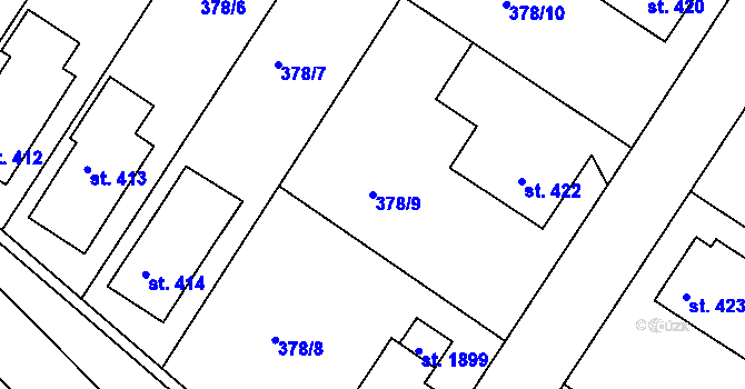 Parcela st. 378/9 v KÚ Letohrad, Katastrální mapa