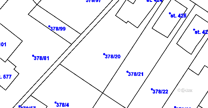 Parcela st. 378/20 v KÚ Letohrad, Katastrální mapa