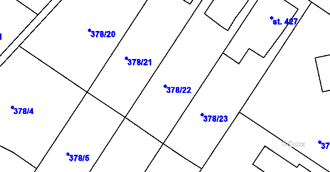 Parcela st. 378/22 v KÚ Letohrad, Katastrální mapa