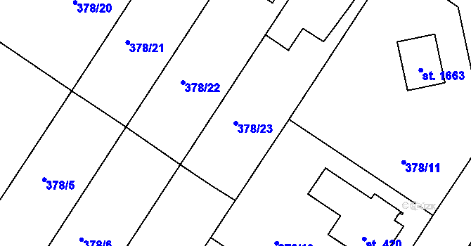 Parcela st. 378/23 v KÚ Letohrad, Katastrální mapa