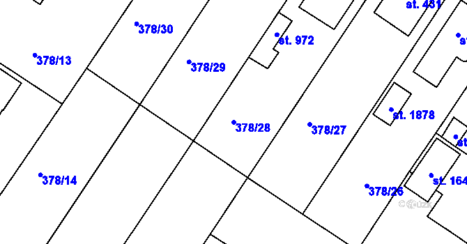 Parcela st. 378/28 v KÚ Letohrad, Katastrální mapa
