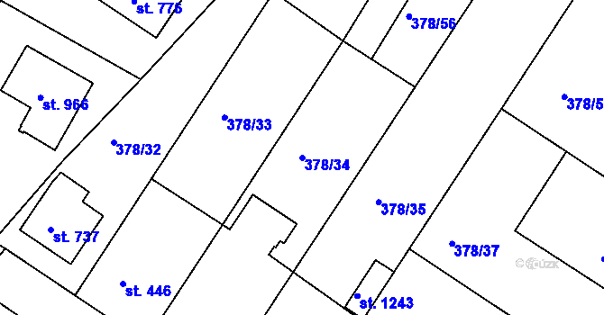 Parcela st. 378/34 v KÚ Letohrad, Katastrální mapa