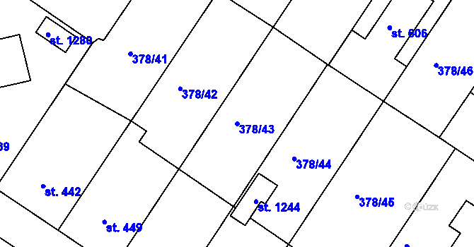 Parcela st. 378/43 v KÚ Letohrad, Katastrální mapa