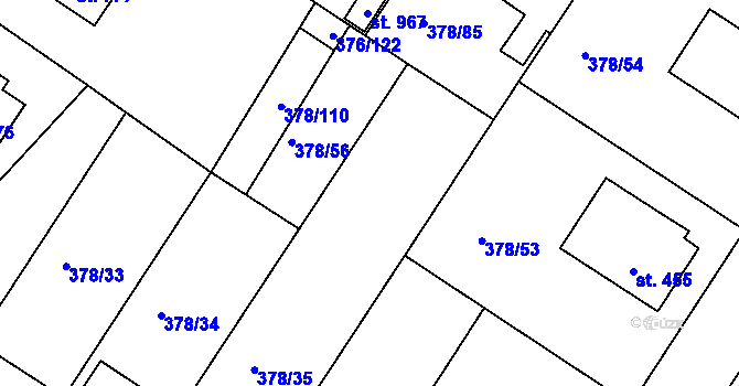 Parcela st. 378/55 v KÚ Letohrad, Katastrální mapa