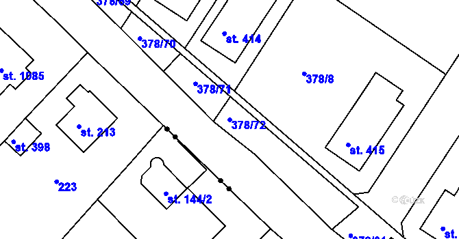 Parcela st. 378/72 v KÚ Letohrad, Katastrální mapa