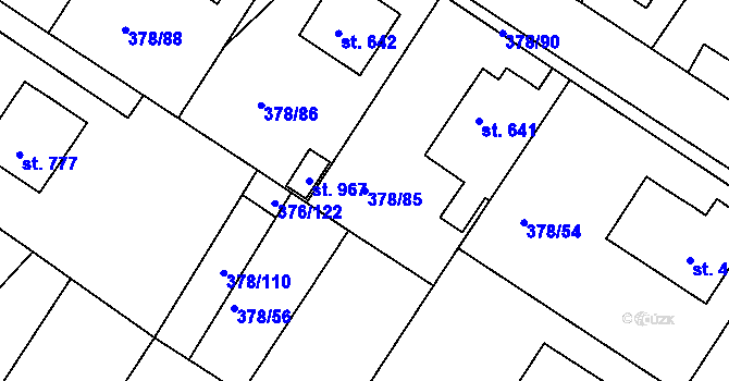 Parcela st. 378/85 v KÚ Letohrad, Katastrální mapa