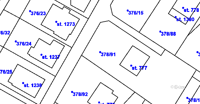 Parcela st. 378/91 v KÚ Letohrad, Katastrální mapa