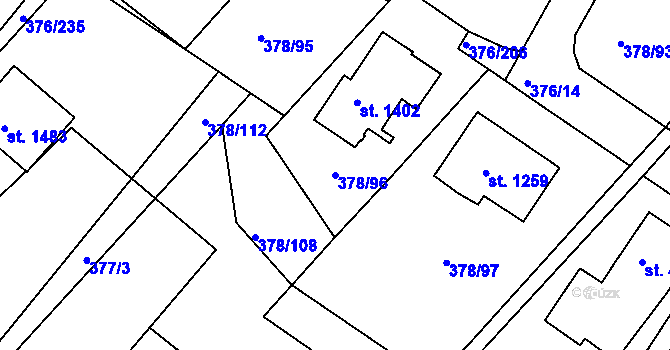 Parcela st. 378/96 v KÚ Letohrad, Katastrální mapa