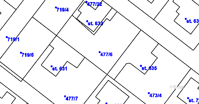 Parcela st. 477/6 v KÚ Letohrad, Katastrální mapa