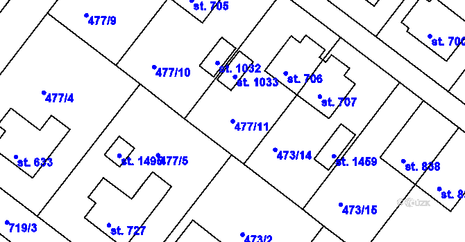 Parcela st. 477/11 v KÚ Letohrad, Katastrální mapa