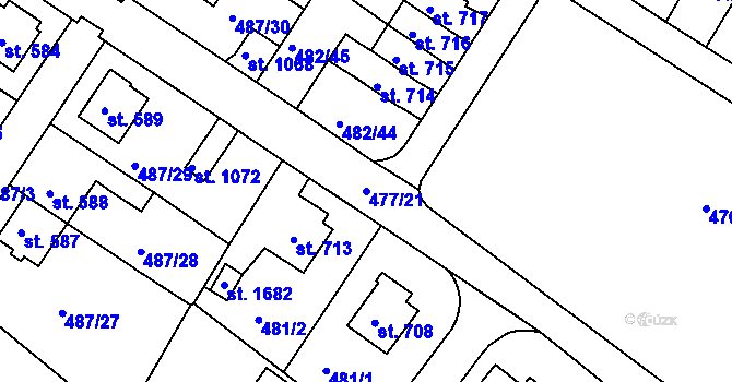Parcela st. 477/21 v KÚ Letohrad, Katastrální mapa