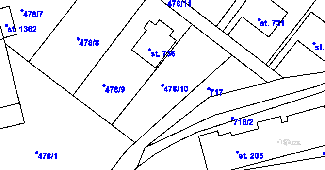 Parcela st. 478/10 v KÚ Letohrad, Katastrální mapa