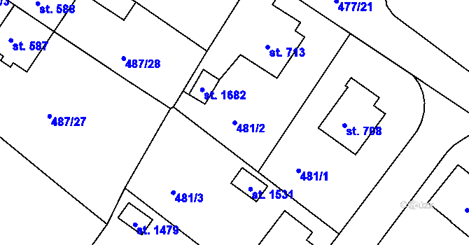 Parcela st. 481/2 v KÚ Letohrad, Katastrální mapa