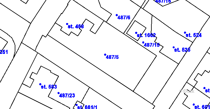 Parcela st. 487/5 v KÚ Letohrad, Katastrální mapa