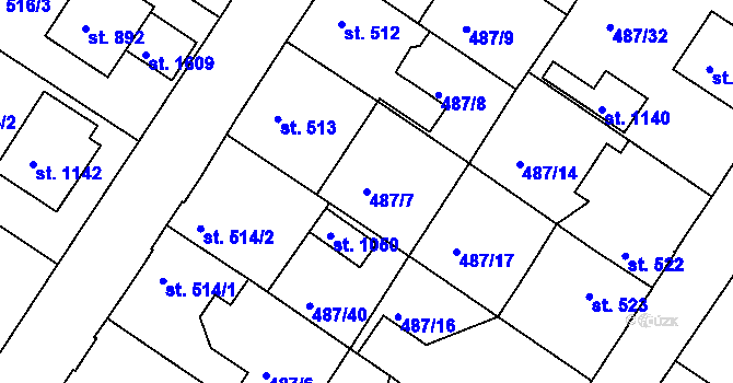 Parcela st. 487/7 v KÚ Letohrad, Katastrální mapa