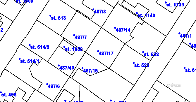 Parcela st. 487/17 v KÚ Letohrad, Katastrální mapa