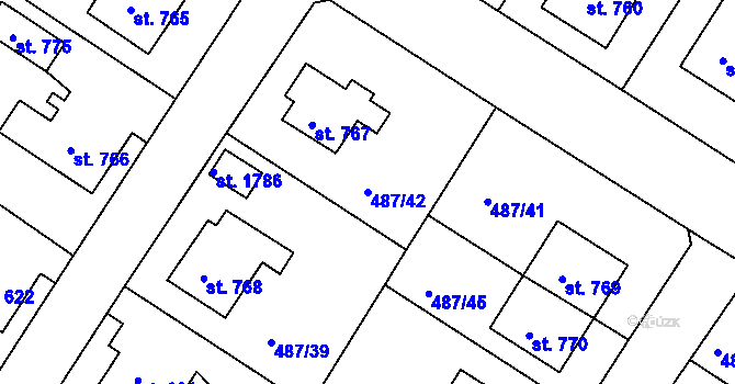 Parcela st. 487/42 v KÚ Letohrad, Katastrální mapa