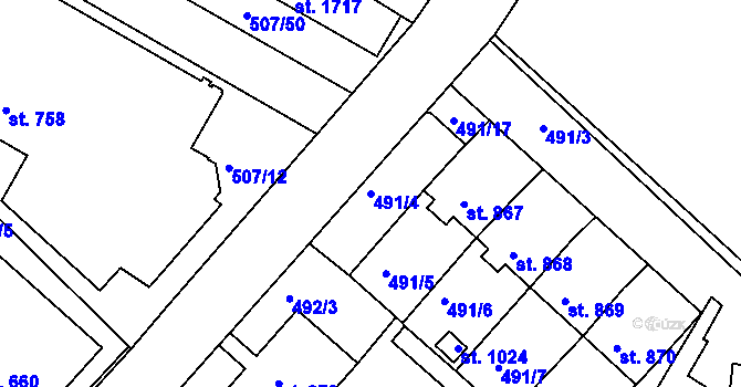 Parcela st. 491/4 v KÚ Letohrad, Katastrální mapa