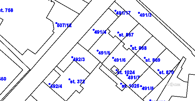 Parcela st. 491/5 v KÚ Letohrad, Katastrální mapa