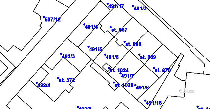 Parcela st. 491/6 v KÚ Letohrad, Katastrální mapa
