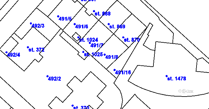 Parcela st. 491/8 v KÚ Letohrad, Katastrální mapa