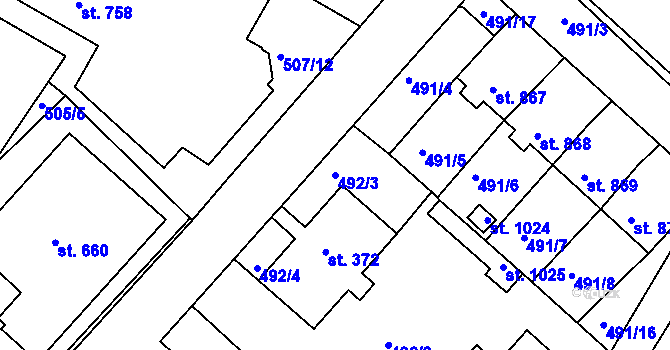 Parcela st. 492/3 v KÚ Letohrad, Katastrální mapa