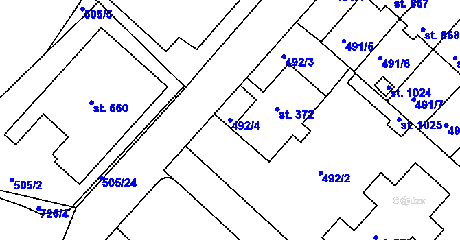 Parcela st. 492/4 v KÚ Letohrad, Katastrální mapa