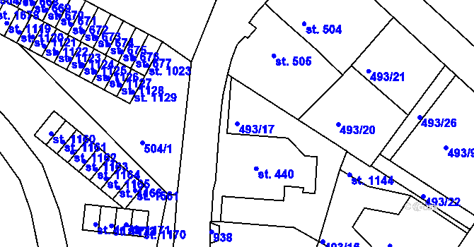 Parcela st. 493/17 v KÚ Letohrad, Katastrální mapa