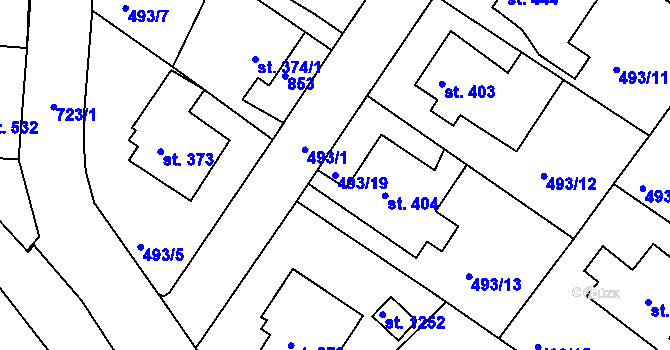 Parcela st. 493/19 v KÚ Letohrad, Katastrální mapa