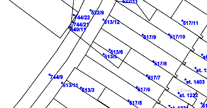 Parcela st. 513/5 v KÚ Letohrad, Katastrální mapa