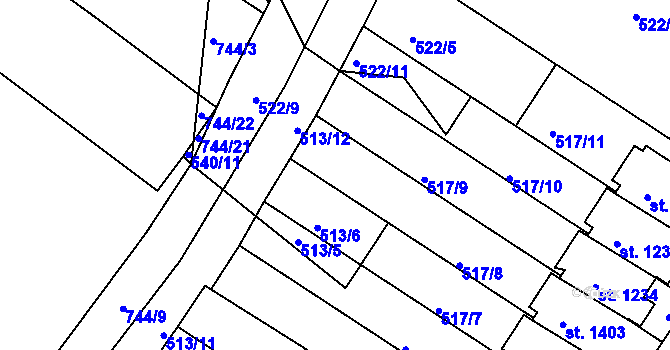 Parcela st. 513/7 v KÚ Letohrad, Katastrální mapa