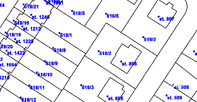 Parcela st. 518/2 v KÚ Letohrad, Katastrální mapa