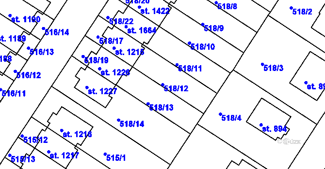 Parcela st. 518/12 v KÚ Letohrad, Katastrální mapa